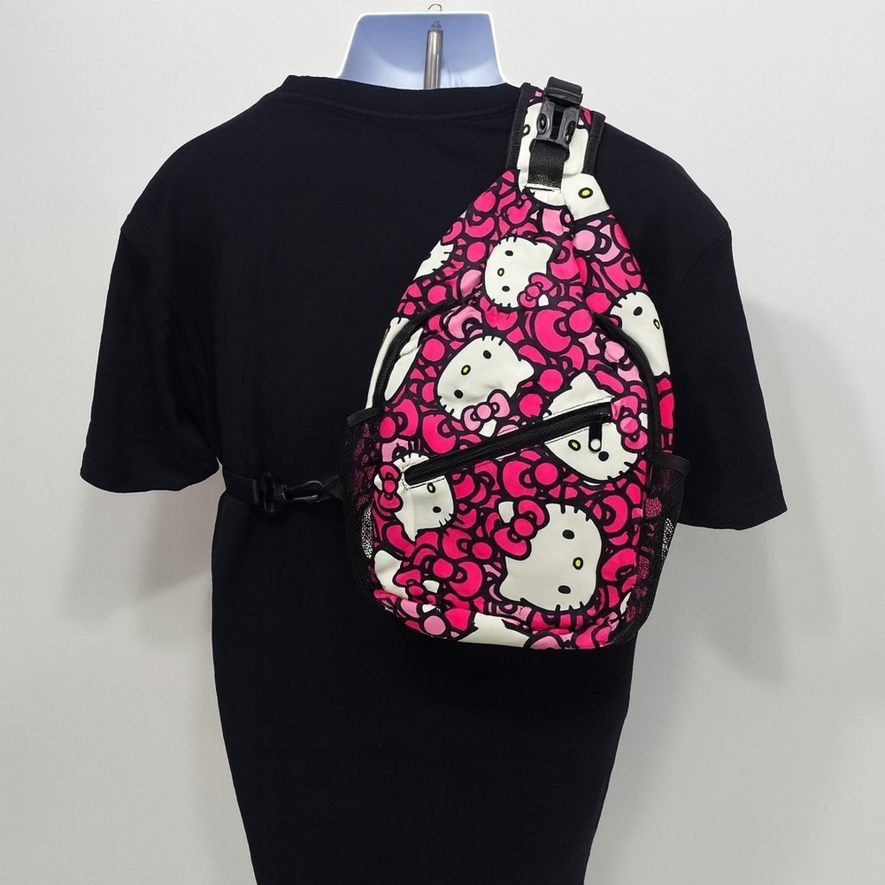 Hello Kitty Sling Bag Pink All Over Print Crossbody Backpack Sanrio Travel Bag